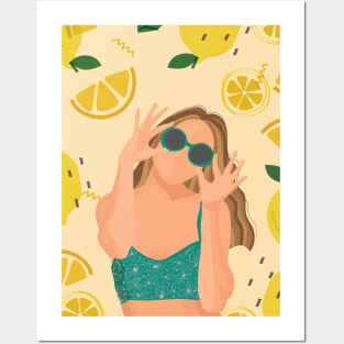 Tropical Summer Lemons Illustration Posters and Art